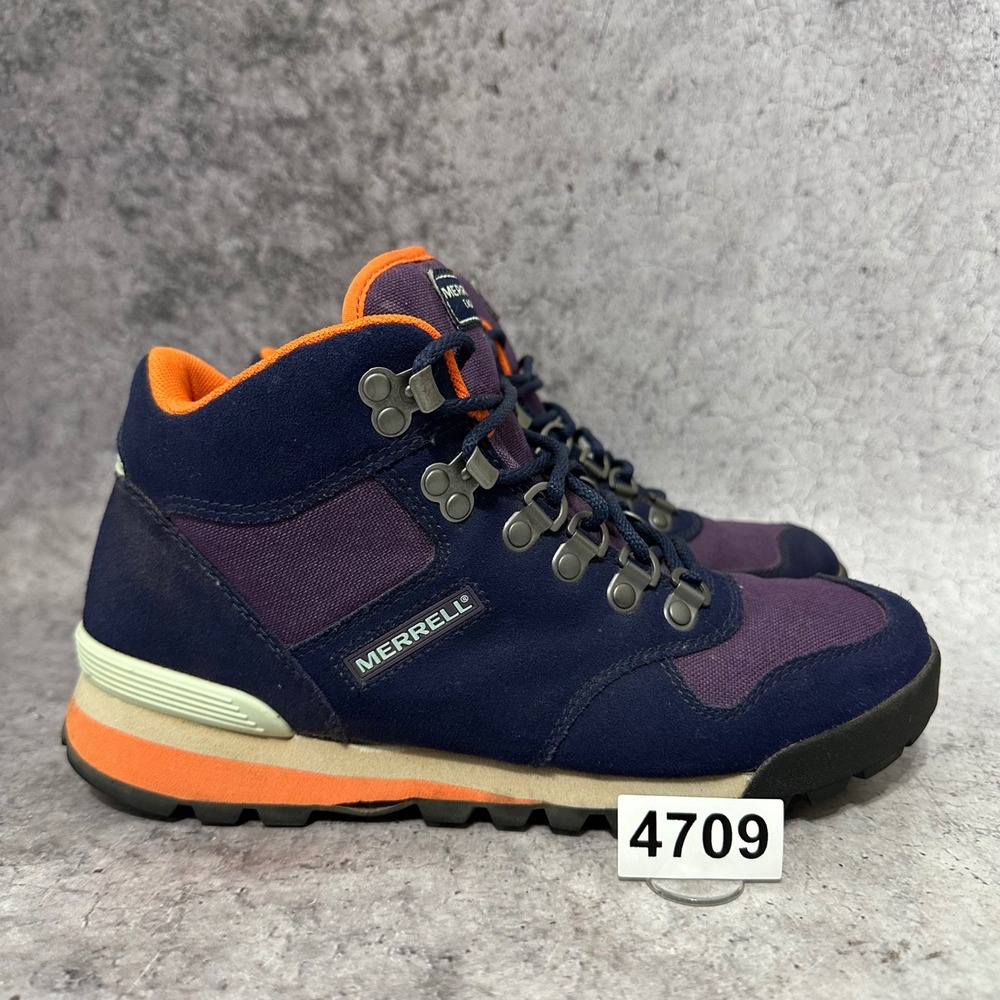 Merrell Eagle Eclipse Hiking Boots Womens Size 8 Purple Blue Orange Suede Lace